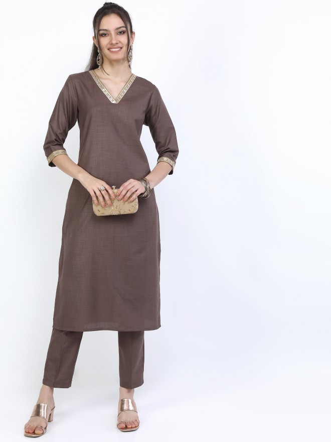 Seerat Kurta Set  Buy Seerat Red Jacquard Kurti With Scelping Dupatta And  Trouser set Of 3 Online  Nykaa Fashion