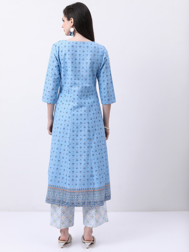 Vishudh Women Blue Printed Kurta Sets 