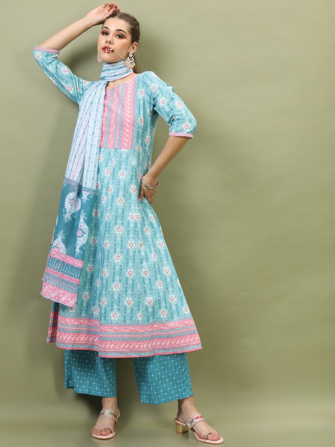 Large Regular 100 MILES CHAAHAT COTTON KURTI WITH BOTTOM AND DUPATTA, Wash  Care: Handwash, Fancy at Rs 835/piece in Pune