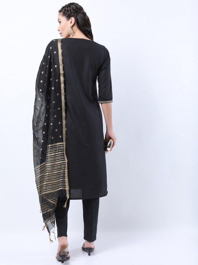 Vishudh Women Black Printed Kurta Sets 