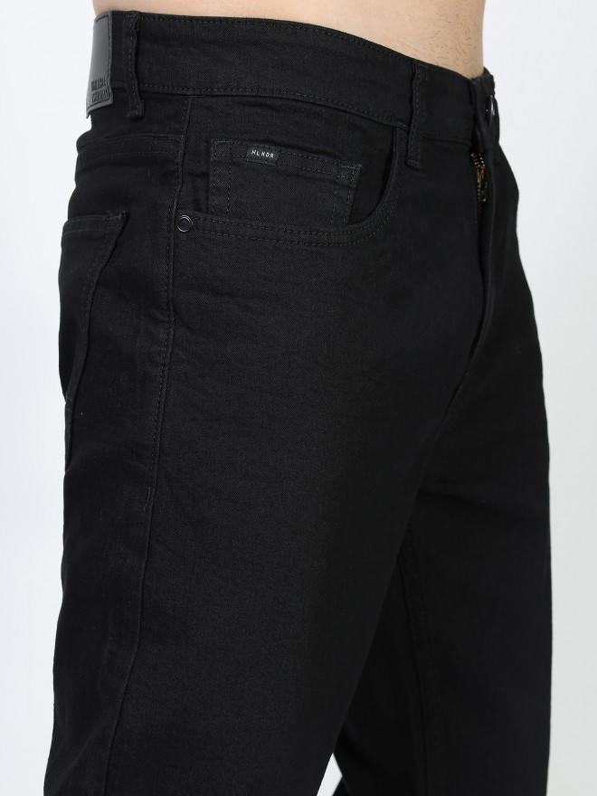 Highlander Men Black Tapered Fit Clean Look  Jeans 