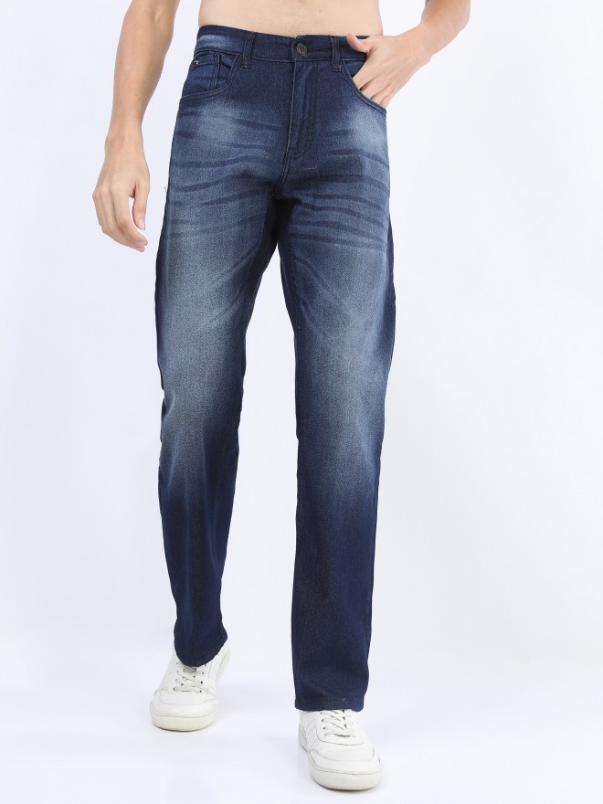 Buy Highlander Blue Straight Fit Stretchable Jeans for Men Online at Rs ...