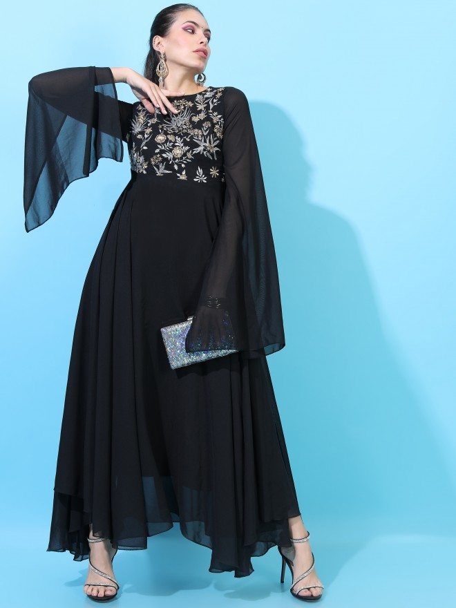 Kirva Creation Women Maxi Black Dress - Buy Kirva Creation Women Maxi Black  Dress Online at Best Prices in India | Flipkart.com