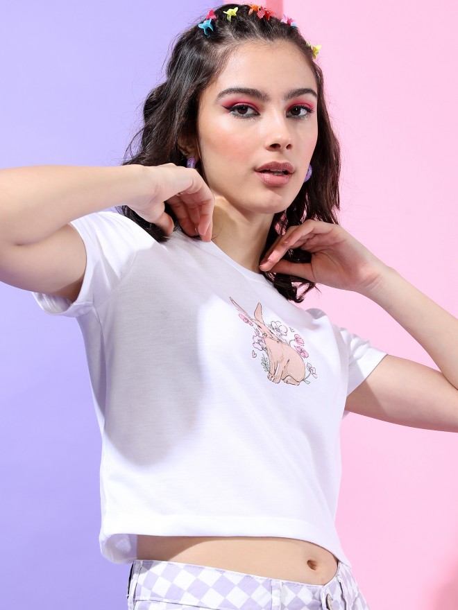 Buy Tokyo Talkies White Slim Fit Printed T Shirt For Women Online At Rs 239 Ketch