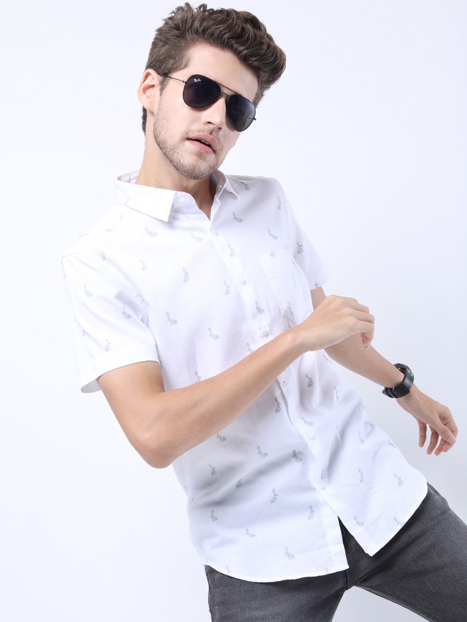 Buy Highlander Black/White Slim Fit Printed Casual Shirt for Men Online at  Rs.469 - Ketch