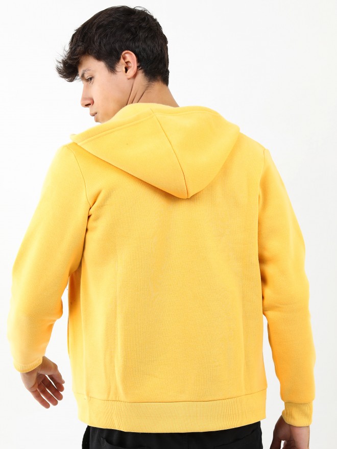 Buy Ketch Yellow Hoodie Front Open Sweatshirt for Men Online at Rs