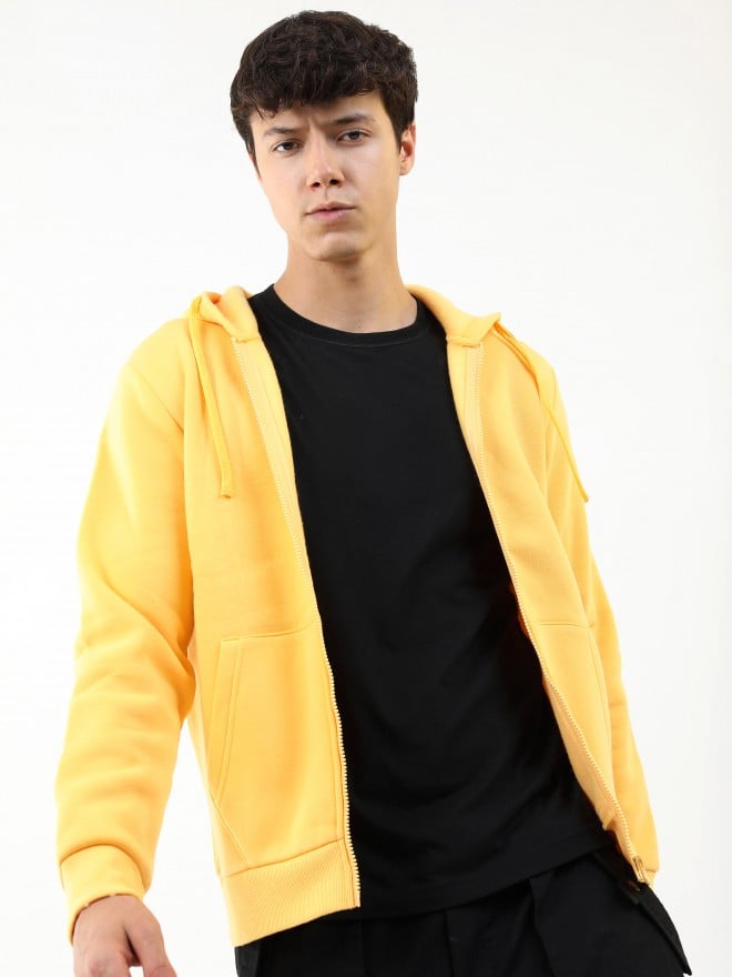 Ketch Men Yellow Hood Front-Open Sweatshirts 