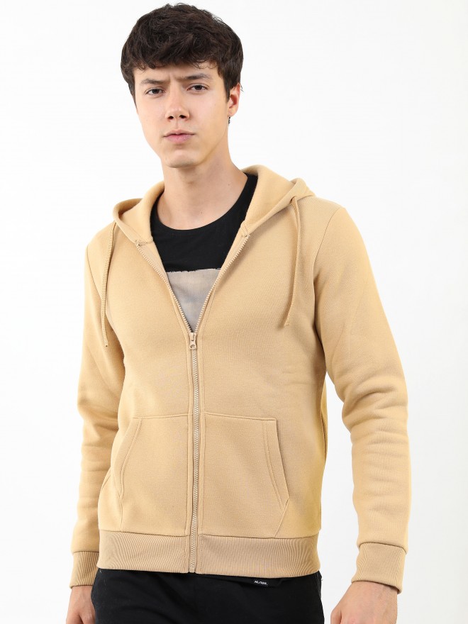 Buy Ketch Beige Hoodie Front Open Sweatshirt for Men Online at Rs.819 ...