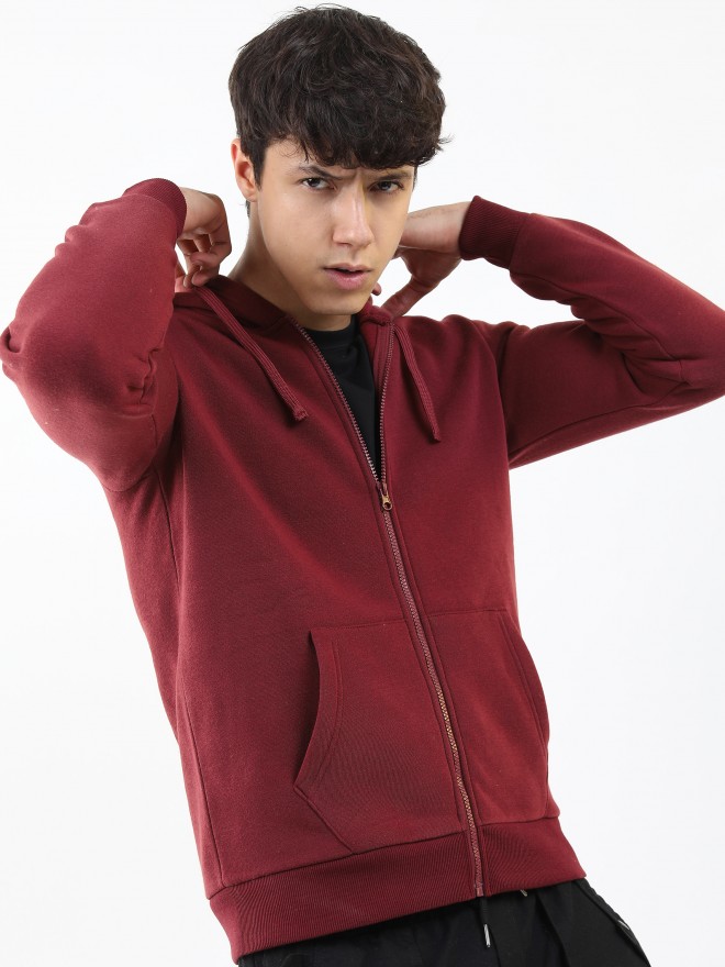 Mens burgundy cheap zip hoodie