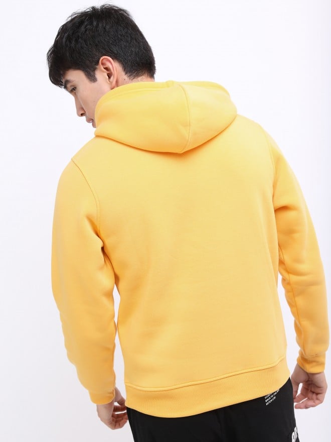 Plain yellow hoodie top mens