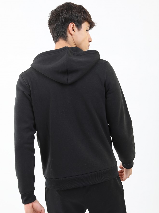 Ketch Men Black Hood Front-Open Sweatshirts 