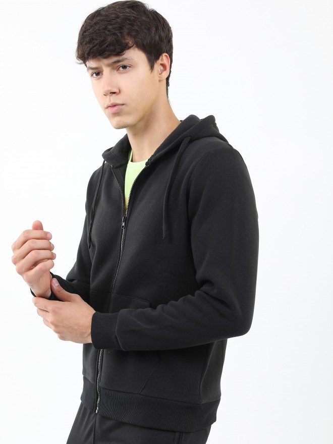 Ketch Men Black Hood Front-Open Sweatshirts 