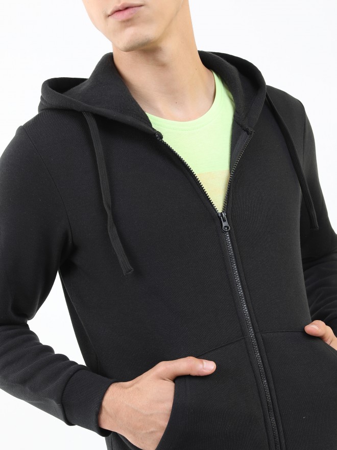 Ketch Men Black Hood Front-Open Sweatshirts 