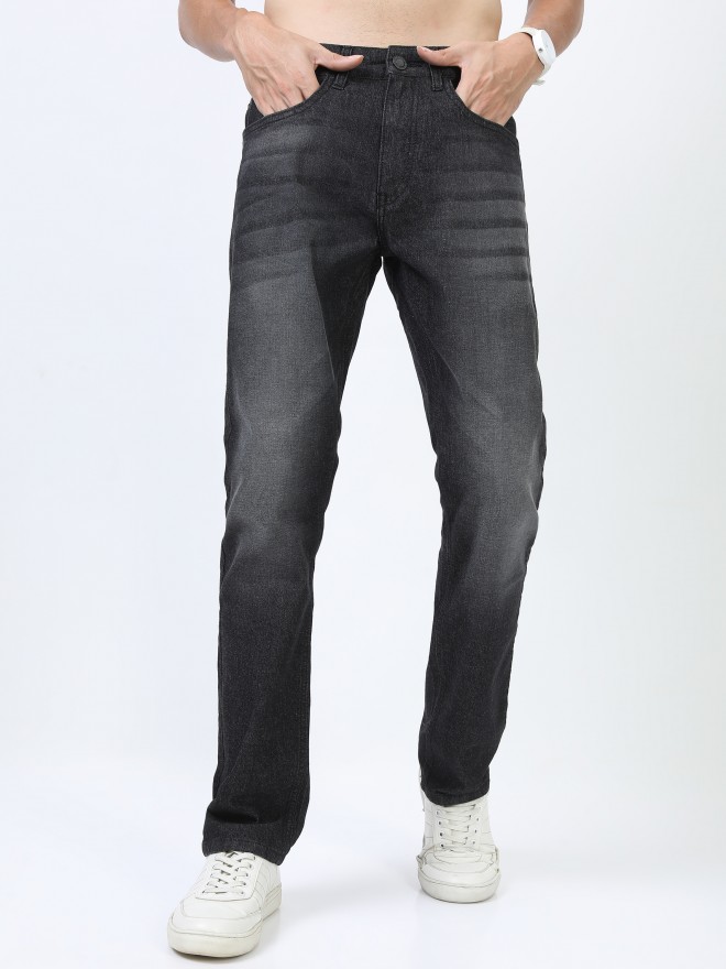 Buy Highlander Charcoal Straight Fit Stretchable Jeans for Men Online ...