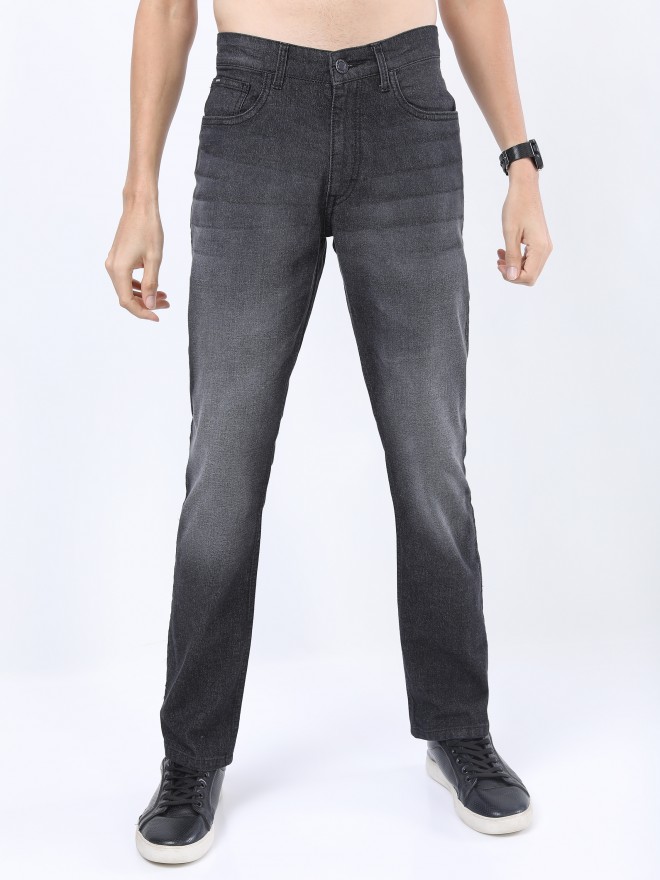 Highlander Men Charcoal Straight Fit Clean Look  Jeans 