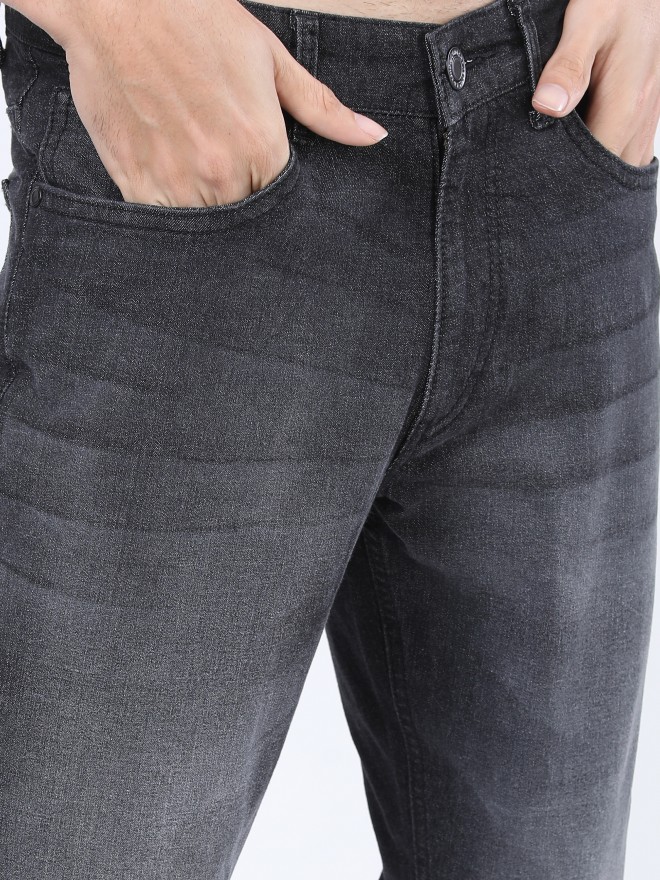 Highlander Men Charcoal Straight Fit Clean Look  Jeans 