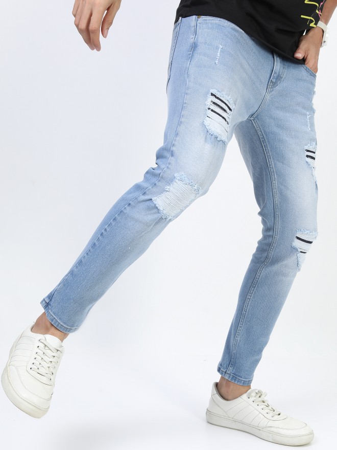 Buy Highlander Blue Skinny Fit Highly Distressed Stretchable Jeans for ...