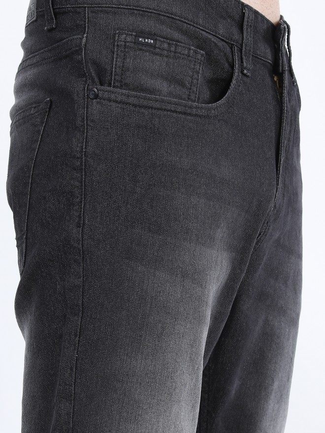 Highlander Men Black Tapered Fit Clean Look  Jeans 