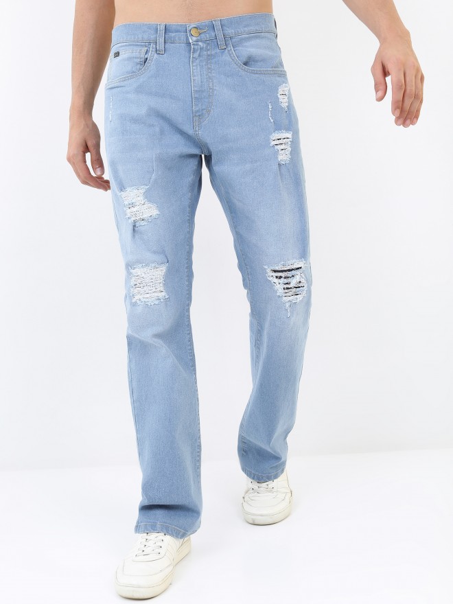 LONGBIDA Striped Ankle Zipper Pencil Pants Men Ripped Jeans Sale Slim