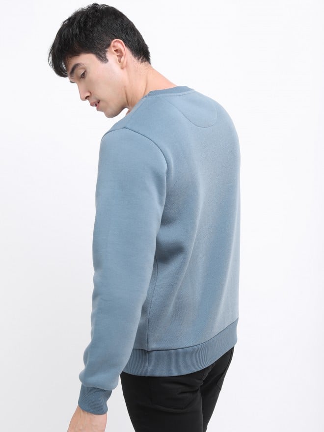 Highlander Men Blue Round Neck Pullover Sweatshirts 