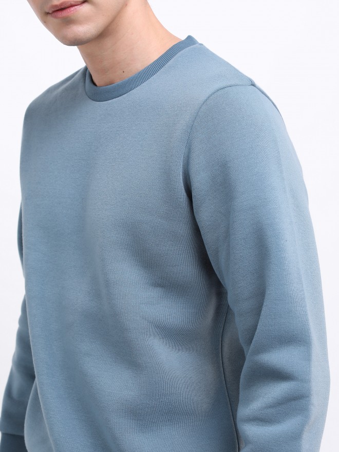 Highlander Men Blue Round Neck Pullover Sweatshirts 