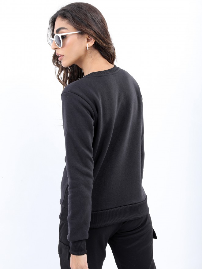 Buy Ketch Black Round Neck Pullover Sweatshirt for Women Online at Rs.453 -  Ketch