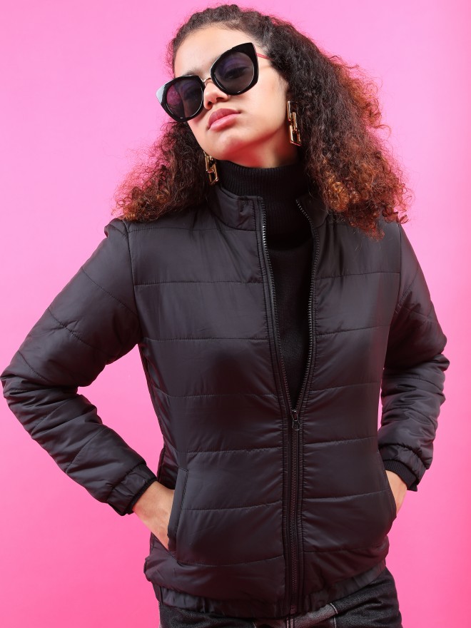 Pink and 2024 black puffer jacket