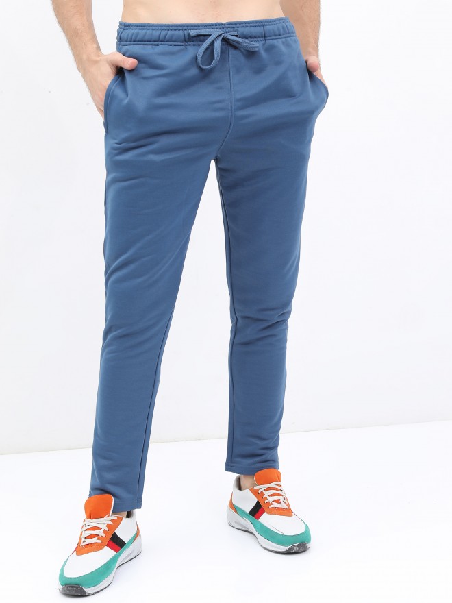Buy Alcis Men Dry Tech Slim Fit Sports Blue Track Pants With Reflective  Detail online