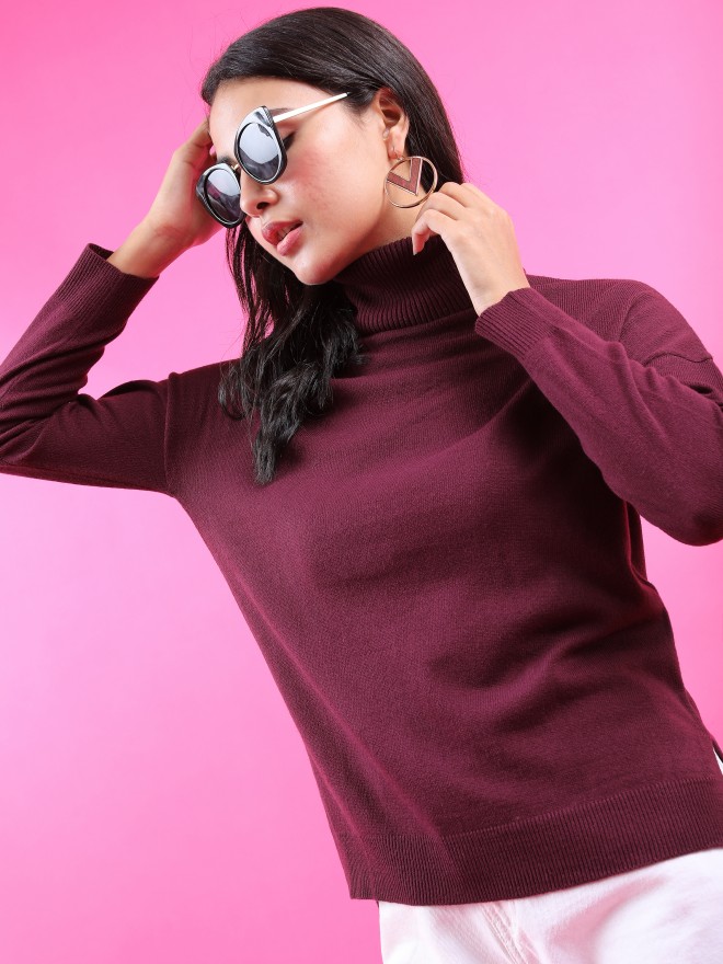 Women's maroon sale turtleneck