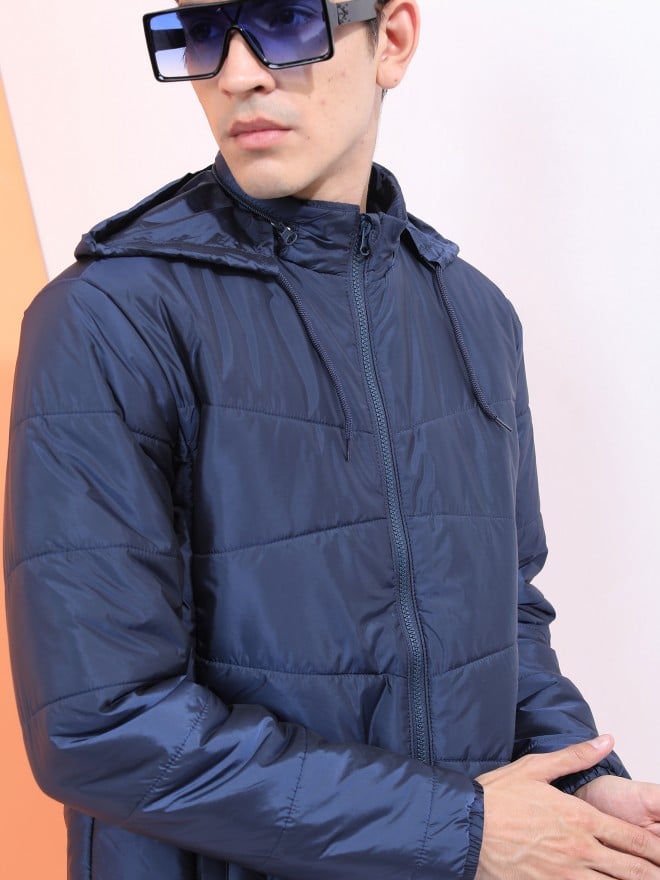 Highlander Men Navy Blue Solid Puffer  Jackets 