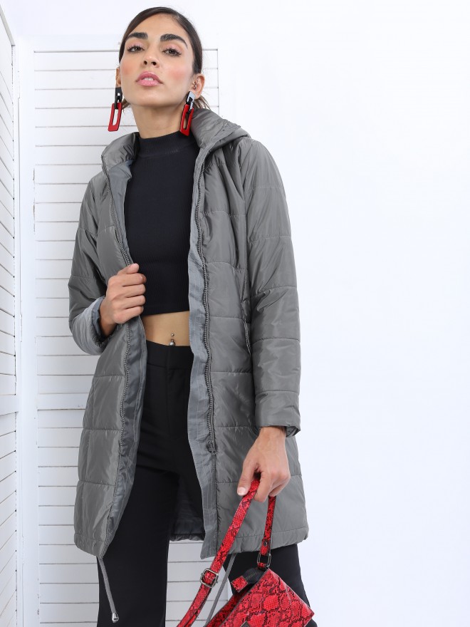 silver womens puffer coat