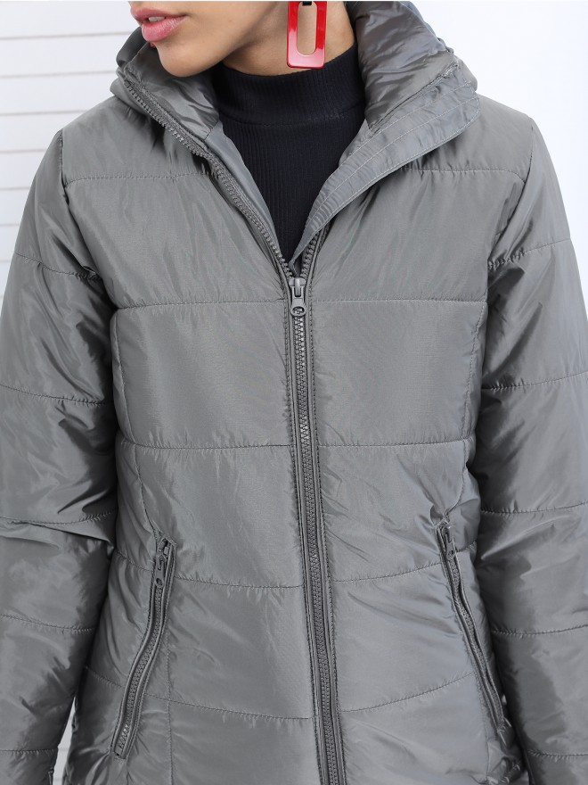 Silver Down Jacket | OFF-WHITE Silver Down Puffer Jacket with Hood