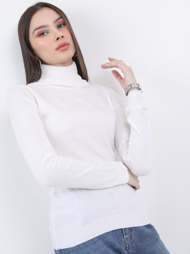 Buy Ketch White Turtle Neck Sweater for Women Online at Rs.499 - Ketch