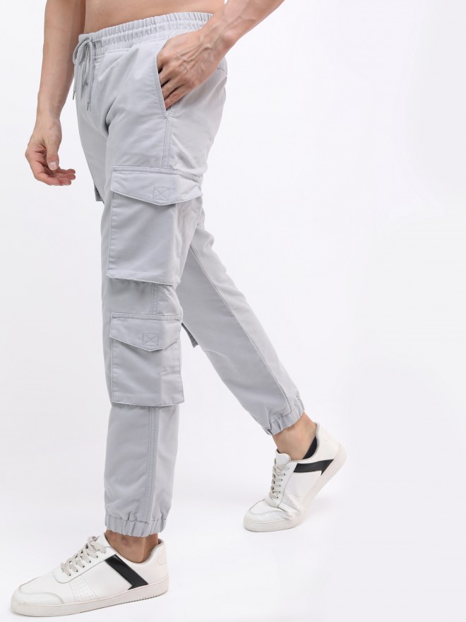 Highlander Men Grey Regular Fit Solid Casual Trousers Joggers 