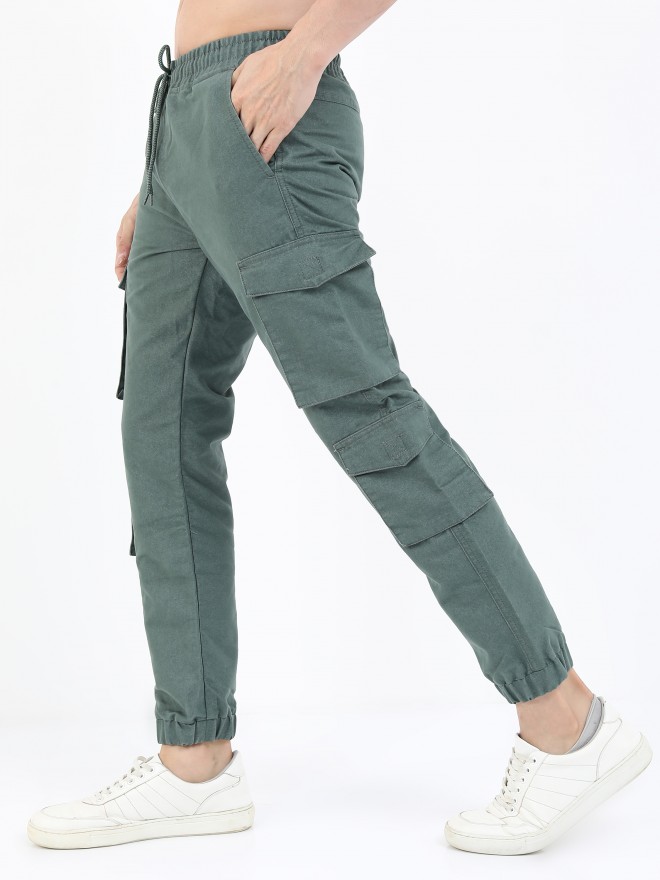 Highlander Men Green Regular Fit Solid Casual Trousers Joggers 