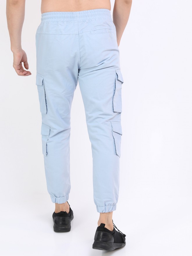 Highlander Men Blue Regular Fit Solid Casual Trousers Joggers 