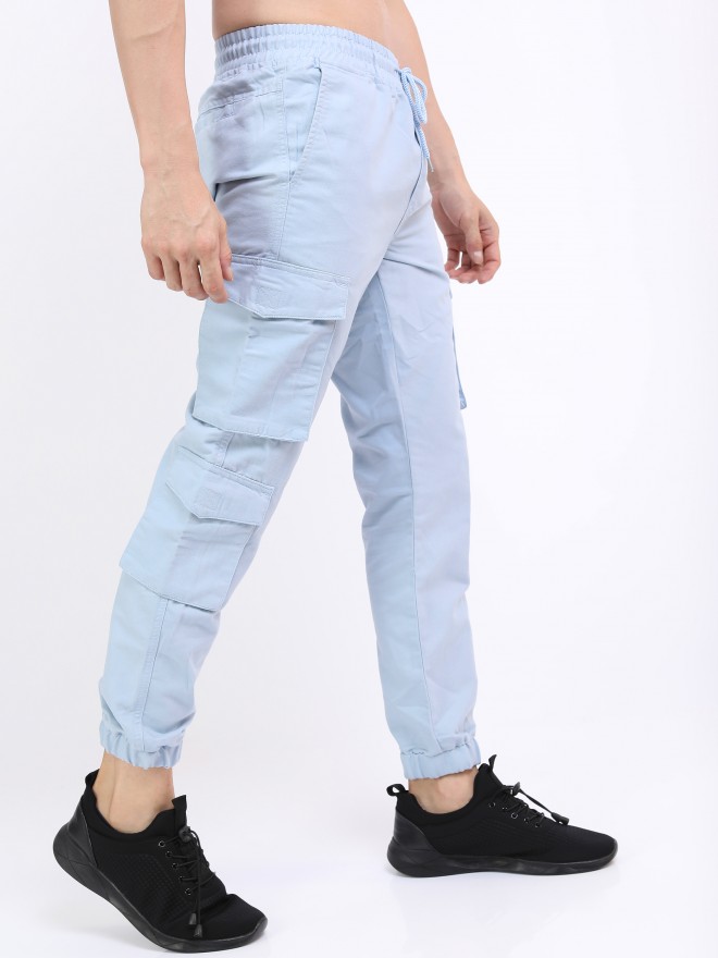 Highlander Men Blue Regular Fit Solid Casual Trousers Joggers 