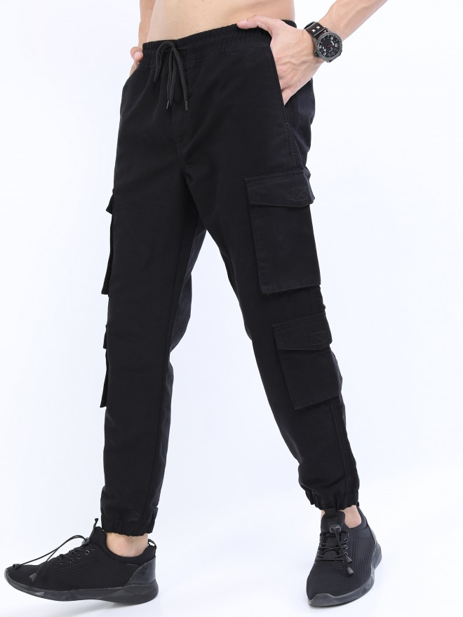 Highlander Men Black Regular Fit Solid Casual Trousers Joggers 