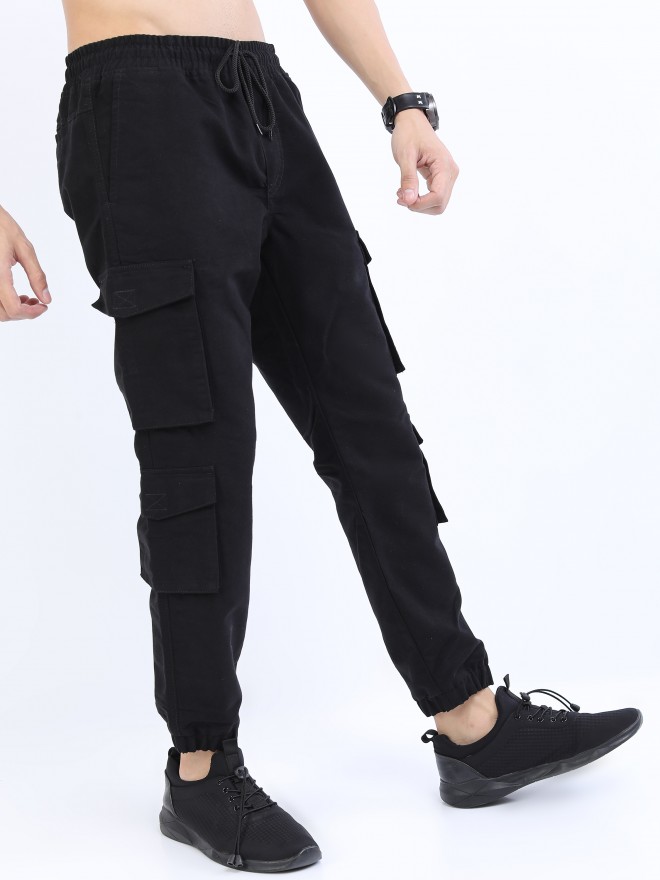 Highlander Men Black Regular Fit Solid Casual Trousers Joggers 