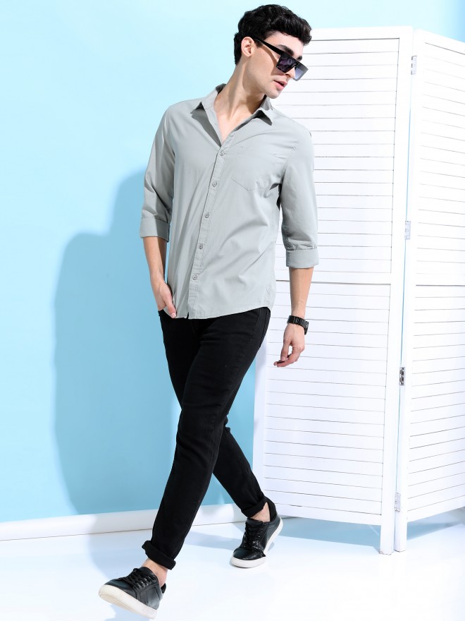 Buy Ketch Grey Solid Slim Fit Casual Shirt for Men Online at Rs.429 - Ketch