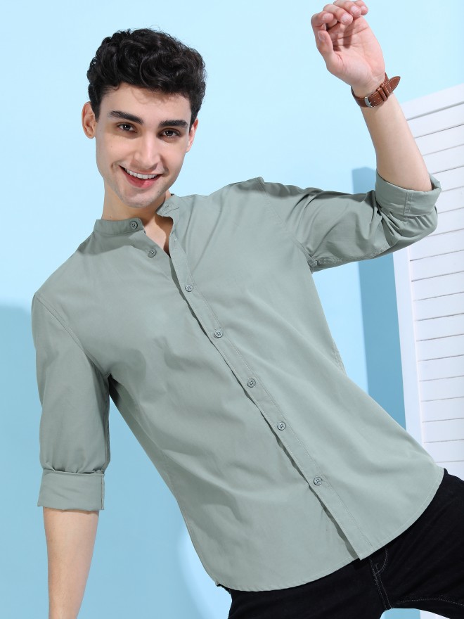 Buy Ketch Green Solid Slim Fit Casual Shirt for Men Online at Rs.440 ...