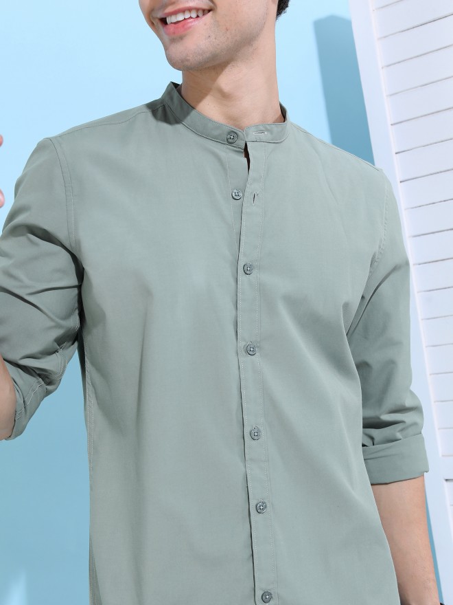 Buy Ketch Green Solid Slim Fit Casual Shirt for Men Online at Rs.440 ...