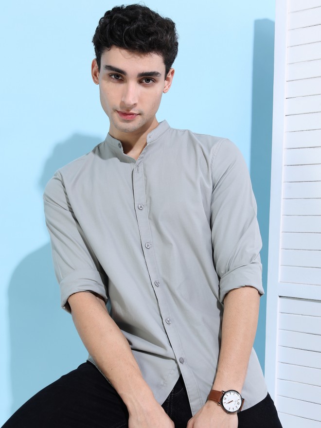 Buy Ketch Grey Solid Slim Fit Casual Shirt for Men Online at Rs.439 - Ketch