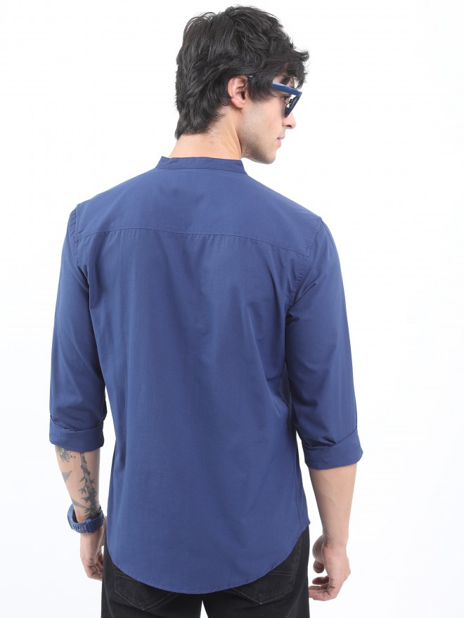 Ketch Men Blue Solid Slim Fit Casual Shirts 