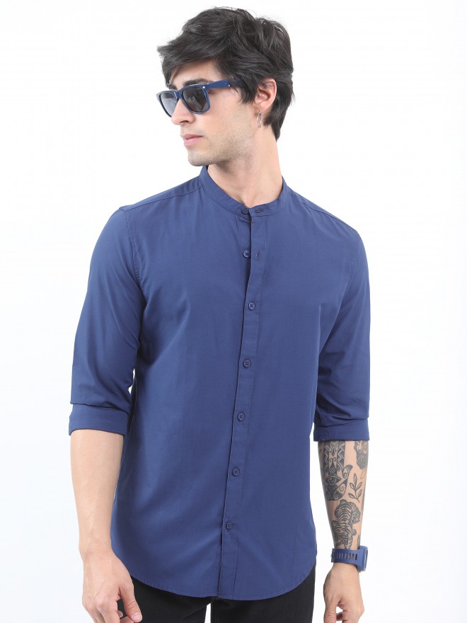 Ketch Men Blue Solid Slim Fit Casual Shirts 