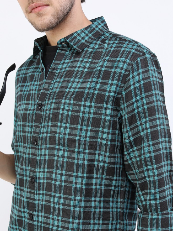 Ketch Men Black Checked Slim Fit Casual Shirts 