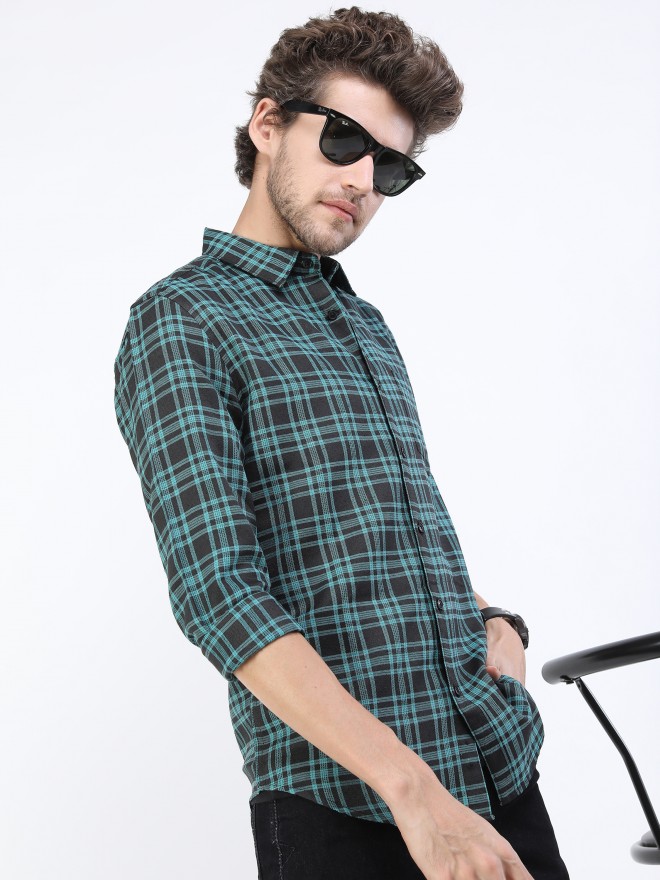 Ketch Men Black Checked Slim Fit Casual Shirts 