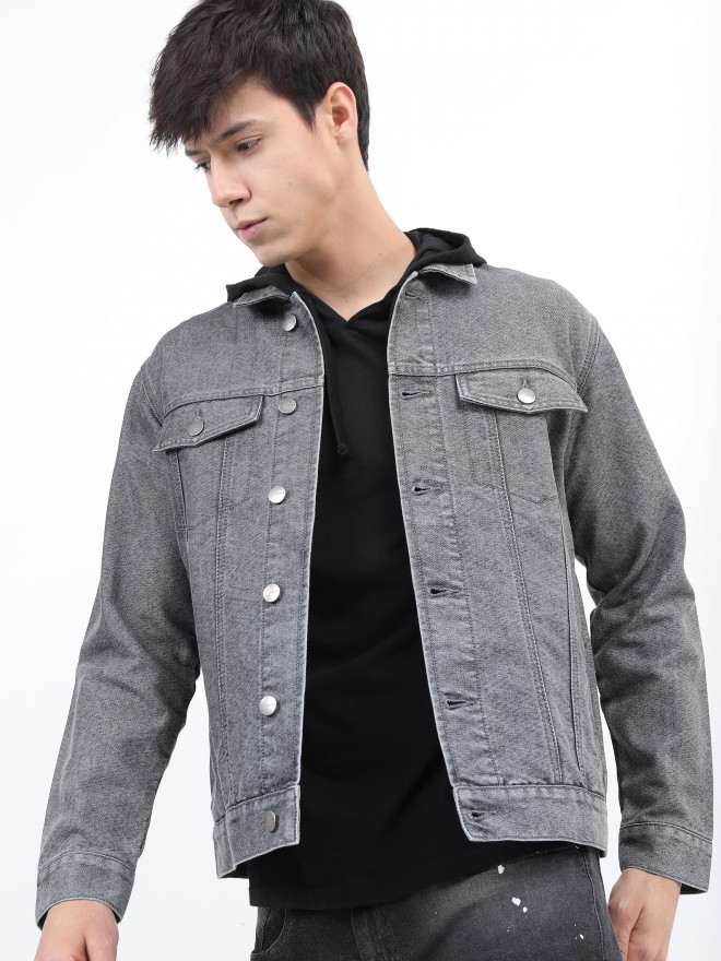 Buy online Grey Faded Denim Jacket from Jackets for Men by Cinocci for  ₹1350 at 55% off | 2024 Limeroad.com