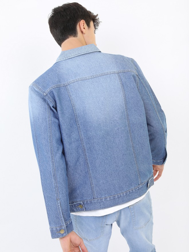 Ketch Men Blue Solid Denim  Jackets 