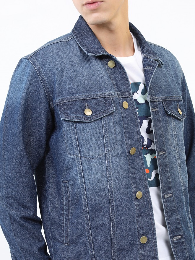 Topman muscle fit hot sale denim jacket